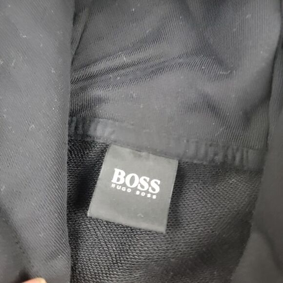 Hugo Boss Hoodie Mens XXL Black Patch Logo Hoody Boss Full Zip Jacket‎ - Picture 9 of 13
